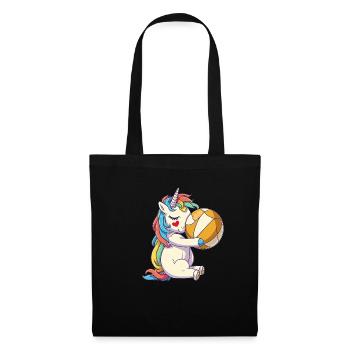 Einhörner und Mädchen-Volleyball - Spike & Sparkle - Stoffbeutel - Schwarz - Vorne