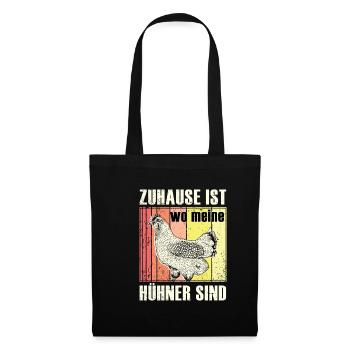 Zuhause ist wo meine Hühner sind, Hühnerliebhaber - Stoffbeutel - Schwarz - Vorne