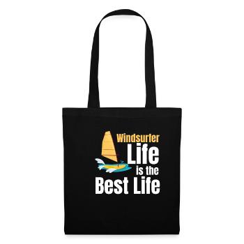 Windsurfer Das Leben Ist Das Beste Leben - Stoffbeutel - Schwarz - Vorne