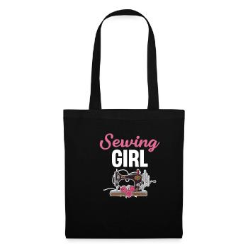 Fille à coudre drôle couturière Quilter couture - Sac en tissu - noir - Devant