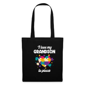 J’aime mon petit-fils en morceaux autisme mamie - Sac en tissu - noir - Devant