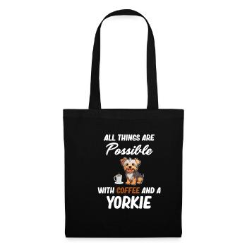 Avec un café et un Yorkie Weimar, tout est - Sac en tissu - noir - Devant