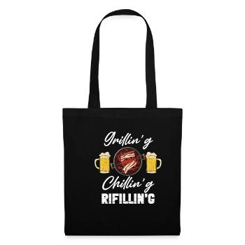 Grillin'g Chillin'g Refilli'n Barbecue Lover - Stoffbeutel - Schwarz - Vorne