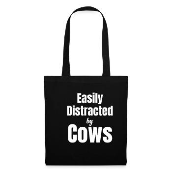 Facilement distrait par les vaches, les éleveurs - Sac en tissu - noir - Devant