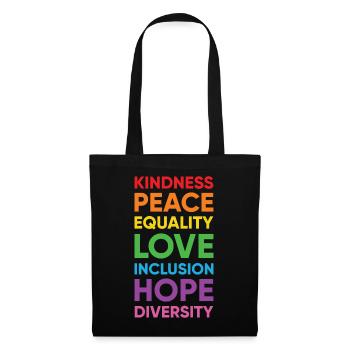 Human Peace Equality Kindness Diversity - Stoffbeutel - Schwarz - Vorne