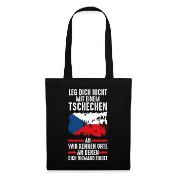 Tschechien Tscheche Tschechisches - Stoffbeutel - Schwarz - Vorne