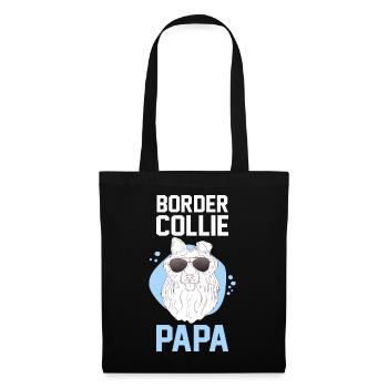 Hund Border Collie Papa - Stoffbeutel - Schwarz - Vorne