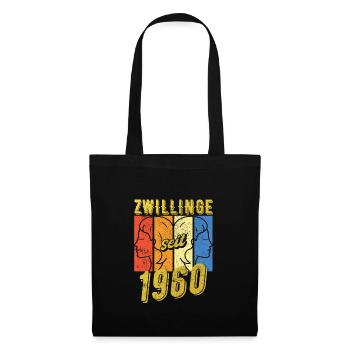 Zwillinge Sternzeichen 1960 Geschenk - Stoffbeutel - Schwarz - Vorne
