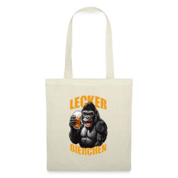 Lecker Bierchen X Gorilla mit Bier lustiges - Stoffbeutel - Natur - Vorne