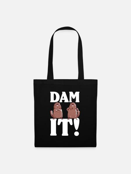 Dam It | Dabbing Beaver Drawing - Stoffbeutel - Schwarz
