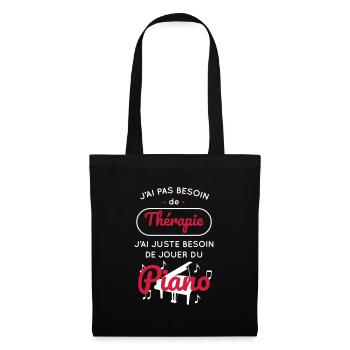 Pas besoin de thérapie besoin de jouer du piano - Sac en tissu - noir - Devant