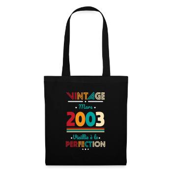 Anniversaire 20 ans - Vintage - Mars 2003 - Sac en tissu - noir - Devant