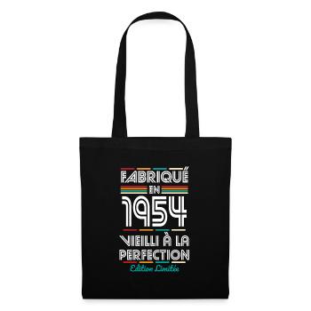 Anniversaire 70 ans - Fabriqué en 1954 - Sac en tissu - noir - Devant