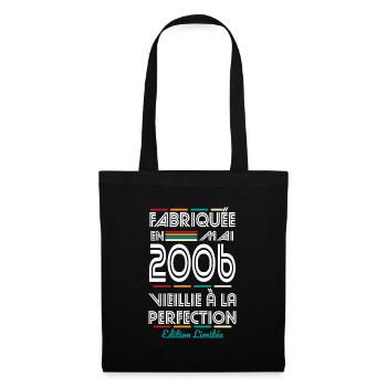 18-jähriges Jubiläum - Hergestellt im Mai 2006 - Stoffbeutel - Schwarz - Vorne