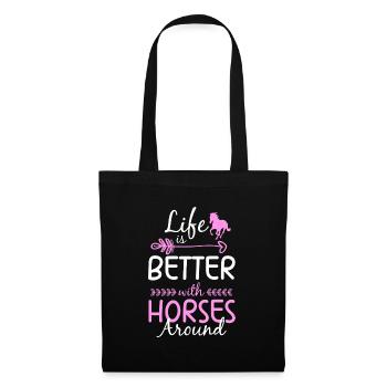 Chevaux Cheval Fille Poney - Sac en tissu - noir - Devant