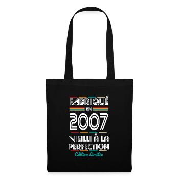 Anniversaire 18 ans - Fabriqué en 2007 - Sac en tissu - noir - Devant