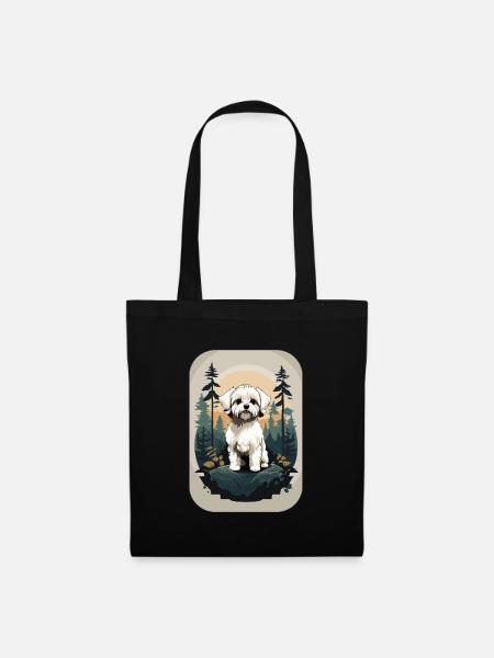 Bichon Havanese Dog in the Forest - Tote Bag - black