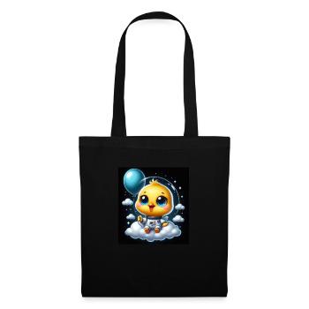 poussin de l’espace avec ballon sur nuage en combinaison spatiale - Sac en tissu - noir - Devant