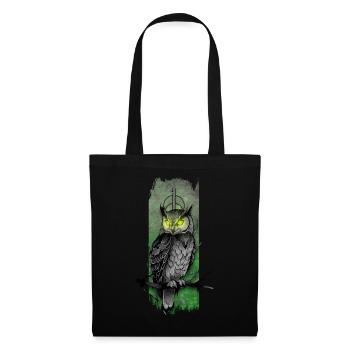 Enchanting Nocturne: Owl's Emerald Gaze - Tote Bag - black - Front