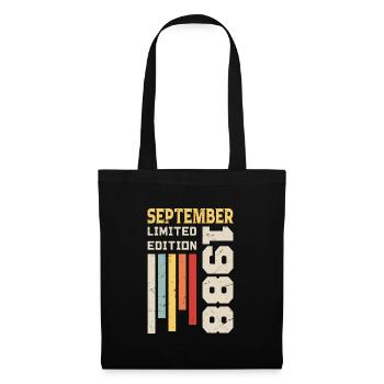 Septembre 1988 Cadeau anniversaire Septembre 1988 - Sac en tissu - noir - Devant