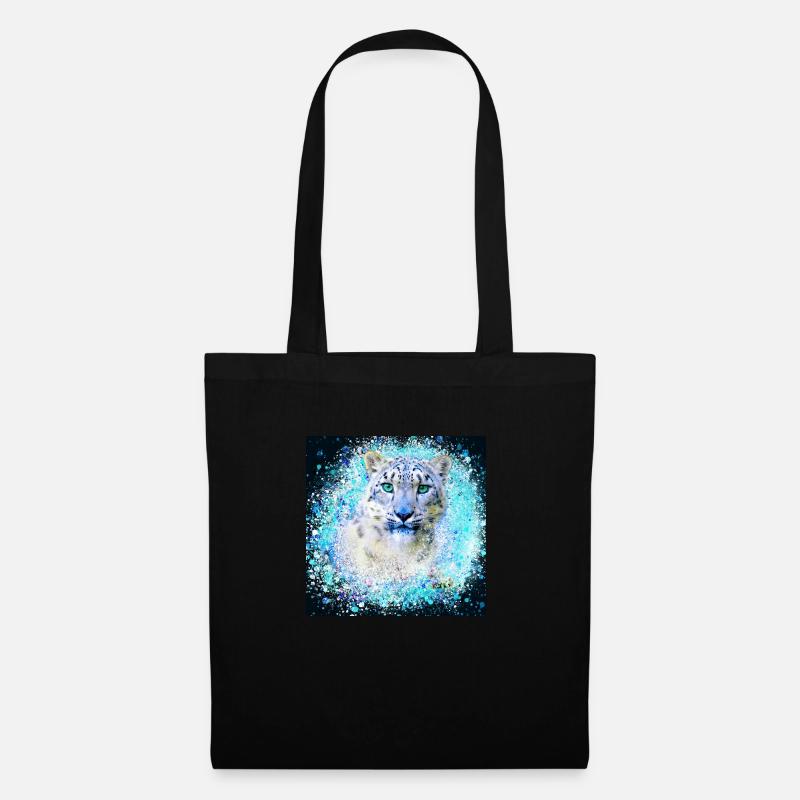 schneeleopard,katze,leopard, jaguar,weiss,graffiti - Stoffbeutel - Schwarz