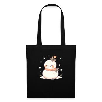 Süßer Weihnachts Schneemann - Festtags-Design - Stoffbeutel - Schwarz - Vorne
