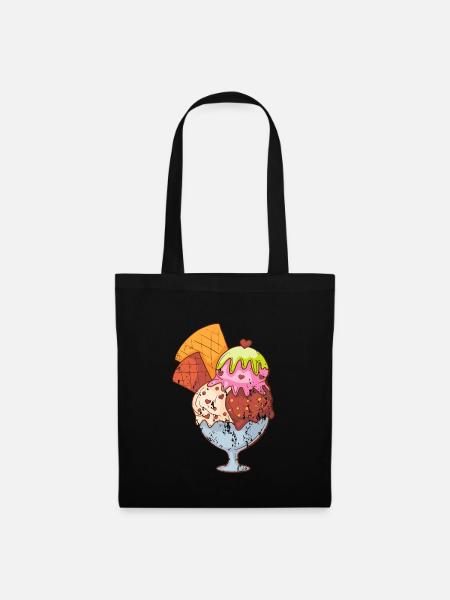 Retro Vintage Grunge Style Eisbecher - Stoffbeutel - Schwarz