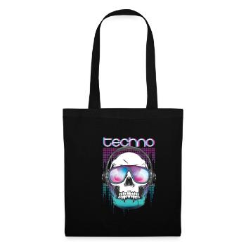 Techno MDMA Totenkopf Psytrance - Stoffbeutel - Schwarz - Vorne