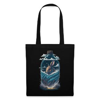 Bouteille de lapin - Sac en tissu - noir - Devant