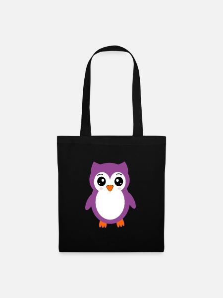 süßes kawaii Eulen T-shirt Geschenk Weihnachten - Stoffbeutel - Schwarz