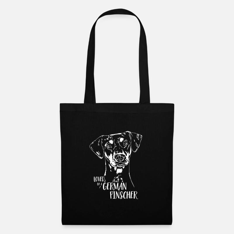 Loved by a German Pinscher Hundespruch Wilsigns - Stoffbeutel - Schwarz