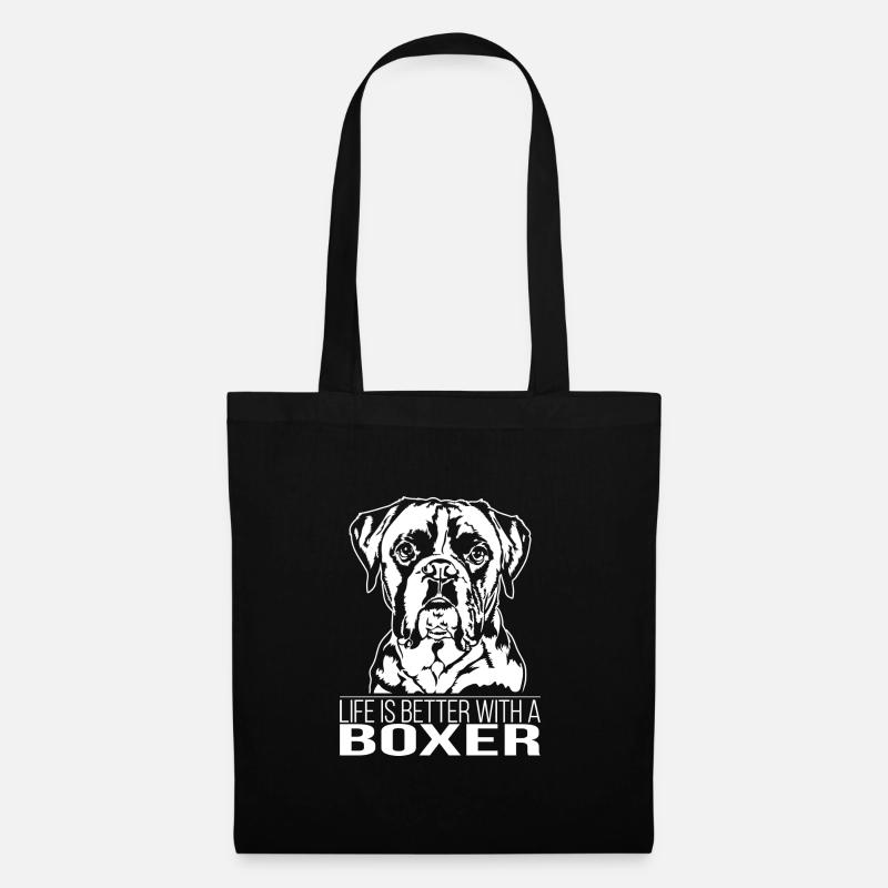 Boxer life is better Hunde Spruch Hund Wilsigns - Stoffbeutel - Schwarz
