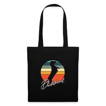 Dackelsilhouetten in Vintage Kreisfläche - Stoffbeutel - Schwarz - Vorne