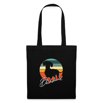 Dackelsilhouetten in Vintage Kreisfläche - Stoffbeutel - Schwarz - Vorne