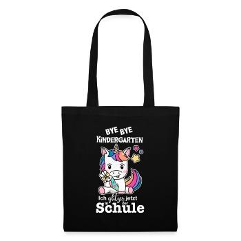 Schulkind Einhorn (bunt/weiß) - Stoffbeutel - Schwarz - Vorne