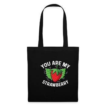 Meine Erdbeere Süsse Person Geschenk - Stoffbeutel - Schwarz - Vorne