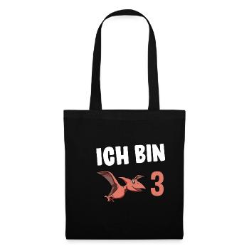3 Jahre Geburtstagsgeschenk Dinosaurier 3 Jahre - Stoffbeutel - Schwarz - Vorne