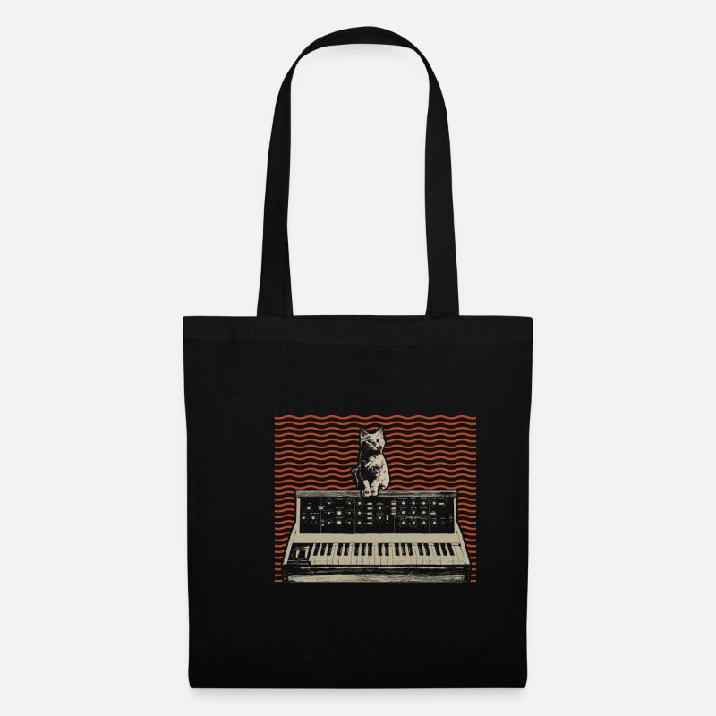 Analog Modular Synthesizer Katze Musikproduzent - Stoffbeutel - Schwarz
