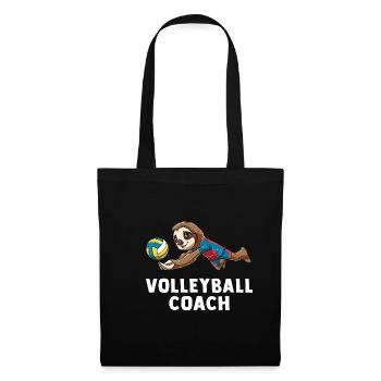 Volleyballtrainer Faultier - Lustige - Stoffbeutel - Schwarz - Vorne