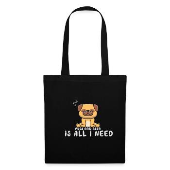 Pug and beer is all I need Funnier - Tote Bag - black - Front