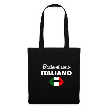 Drôle italien Baciami Sono Italiano Proud P - Sac en tissu - noir - Devant
