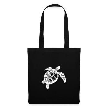 Tortue imbriquée vintage - Tortue de mer - Sac en tissu - noir - Devant