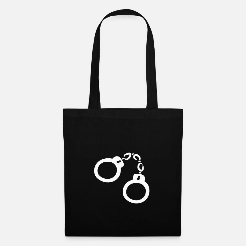 Menottes illustration vectorielle blanc - Sac en tissu - noir