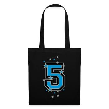 Number five decorated with stars - Tote Bag - black - Front