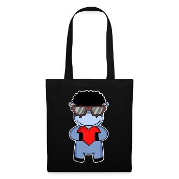 Âne avec lunettes de soleil et cœur - Sac en tissu - noir - Devant