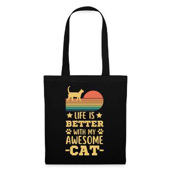 Chat Rétro Vintage - Sac en tissu - noir - Devant
