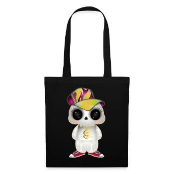Crâne cool mignon dans le look hip hop - Sac en tissu - noir - Devant