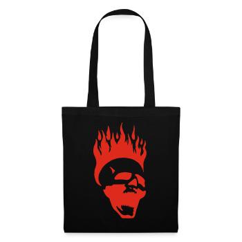 Crâne hurlant enflammé (rouge) - Sac en tissu - noir - Devant