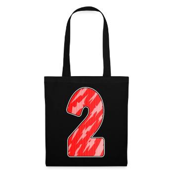 Two - 2 - Number Number Red Pattern - Tote Bag - black - Front