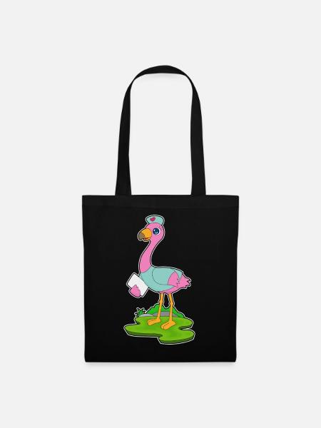 Flamingo Krankenschwester - Stoffbeutel - Schwarz